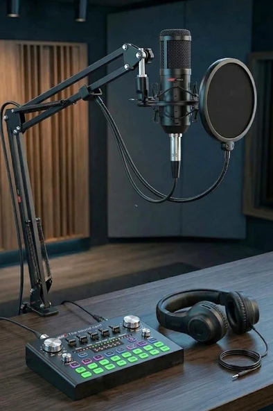 Lastvoice BM800 Live Plus Head Set Efektli Ses Kartı Mikrofon Kulaklık Stand Kayıt Canlı Yayın (PC ve Telefon) ürün görseli 1