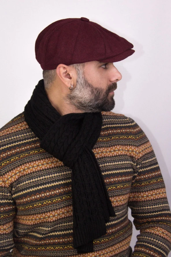 Erkek Kasket Şapkası-bordo-7404 - Resim 2