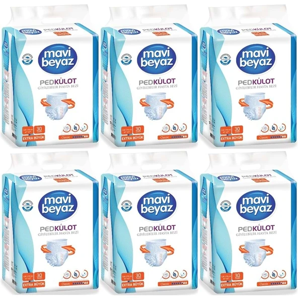 Mavi Beyaz Ped Emici Külot Yetişkin Bezi XL - Extra Large - Ekstra Büyük 180 Adet ürün görseli 1