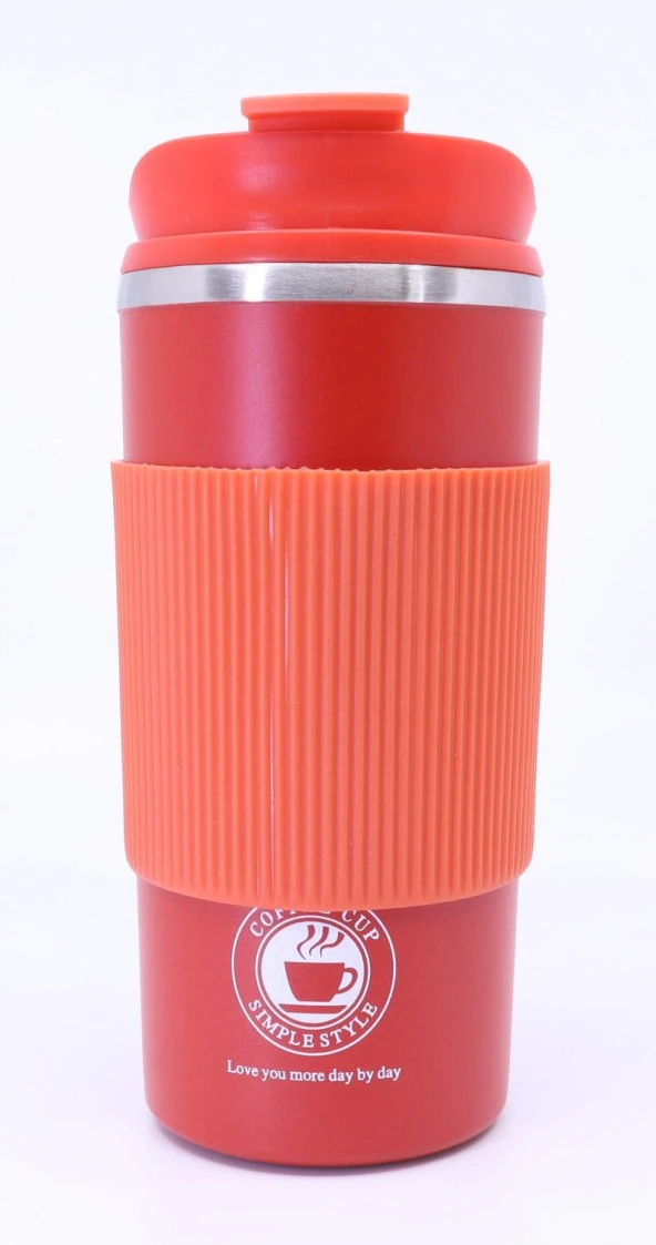 Çift Katmanlı Paslanmaz Çelik Sızdırmaz Termos Bardak 500 Ml Kupa - Turuncu ürün görseli 1