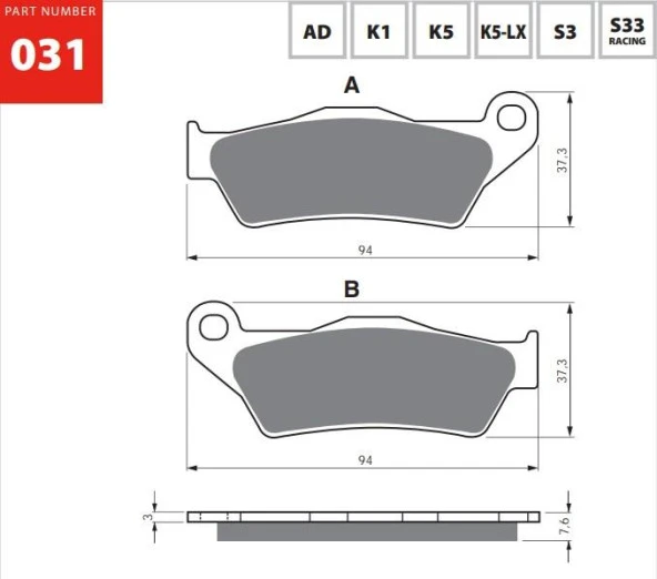 Gold Ad 031 Fren Balata Sinter Metal AD031 ürün görseli 1