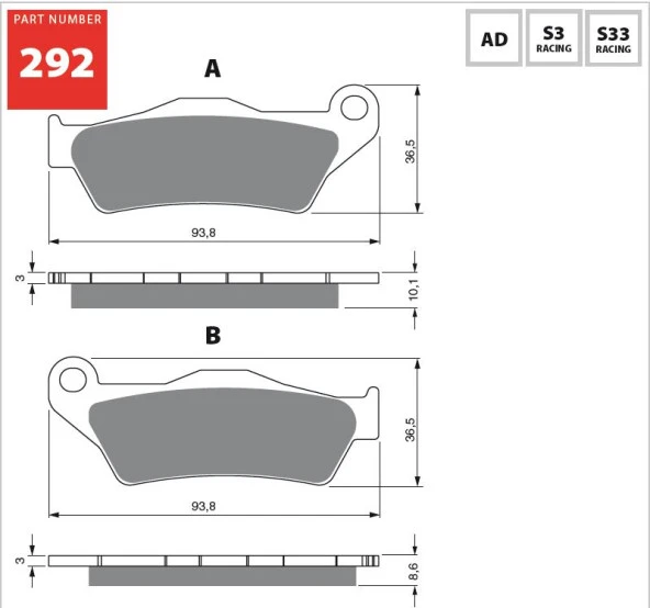 Gold Ad 292 Fren Balata Sinter Metal AD292 ürün görseli 1