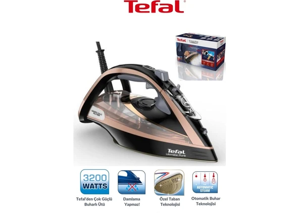 Tefal 3200 W Yüksek Güçlü Akıllı Ultimate Pure FV9845 Kireç Avcısı Buharlı Ütü ürün görseli 1