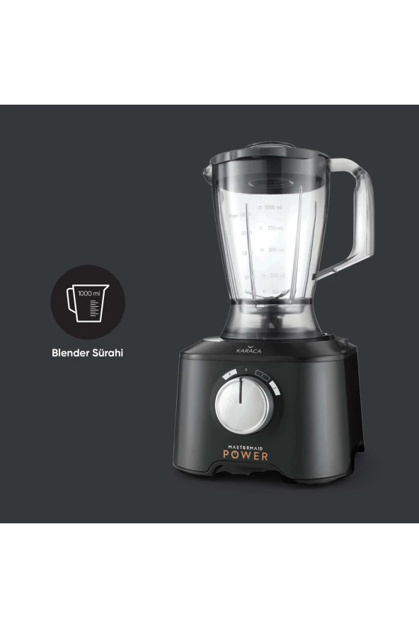 Karaca Mastermaid Power Multifunctional 10 in 1 Gıda Hazırlama Seti 2000w Siyah ürün görseli 1