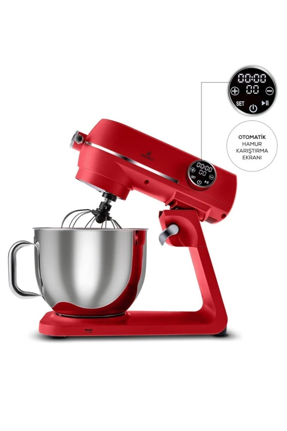 Karaca Multichef Artisan Digital Ekran 7 Litre Döküm Stand Mikser Kırmızı 1800w ürün görseli 1