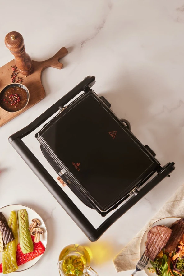 Karaca Orginal Gastro Grill Glass Premium 2400w Tost Ve Izgara Makinesi Mat Siyah ürün görseli 1
