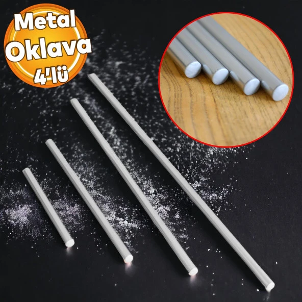 Alüminyum Metal Oklava 4lü Set Hamur Yufka Açma Silindir Uzun Kısa Mutfak Araç Gereçler ürün görseli 1