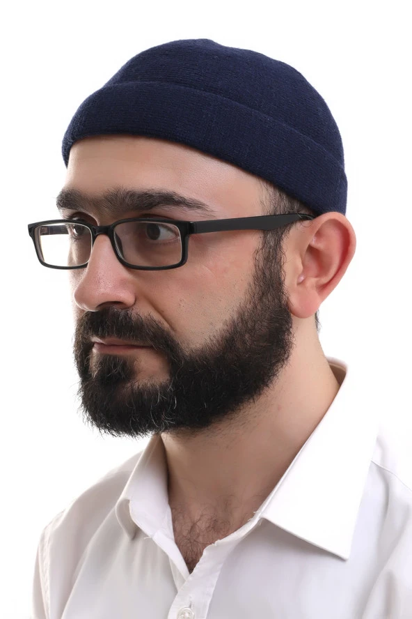 Lacivert Katlamalı Sade Desen Kışlık Orlon Takke Şapka ürün görseli 1