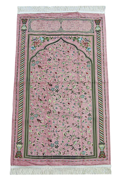 Pembe Çiçekli Ravza Desenli Astarlı Şönil Seccade ürün görseli 1