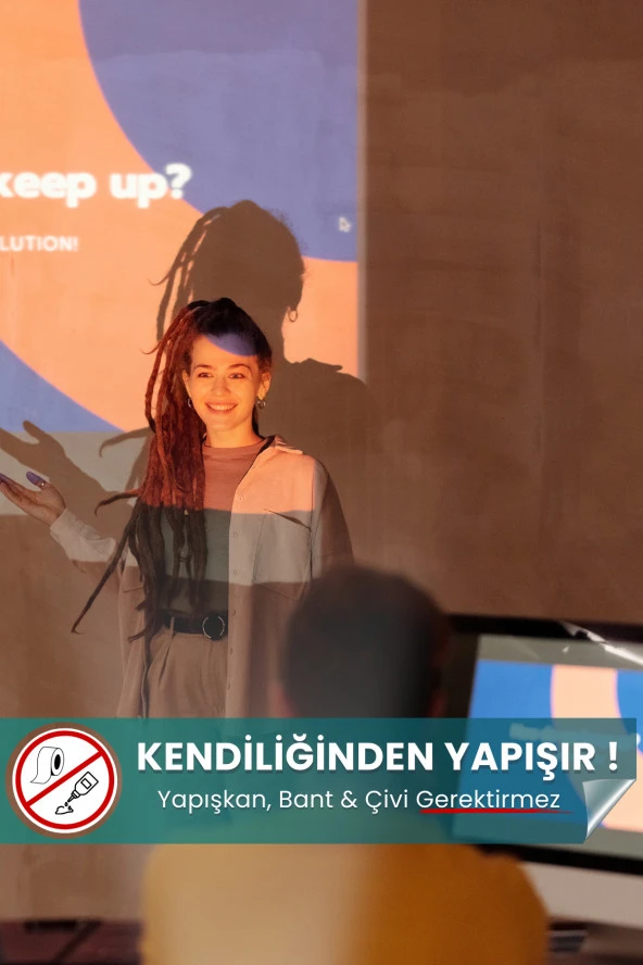 Projeksiyon Perdesi, 100x150 Cm, Duvar Sineması, Sunum Perdesi, Yapışkansız, Statik Akıllı Perde ürün görseli 1