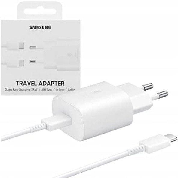 Day Samsung Galaxy M22 Orijinal EP-TA800XWEGWW 25W Type-C Hızlı Şarj Cihazı Beyaz  3A ST800B25W0485 ürün görseli 1