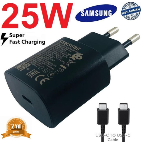 Day Samsung Galaxy A22 Orijinal EP-TA800XBEGWW 25W Type-C Hızlı Şarj Cihazı Siyah 3A ST800S25W0144 ürün görseli 1