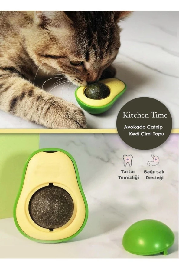 Kitchen Time Sevimli Yapışkanlı Kedi Çimi Avokado Catnip | Avokado Kedi Çimi Topu Avokado Kedi Nanesi Oyuncağı ürün görseli 1