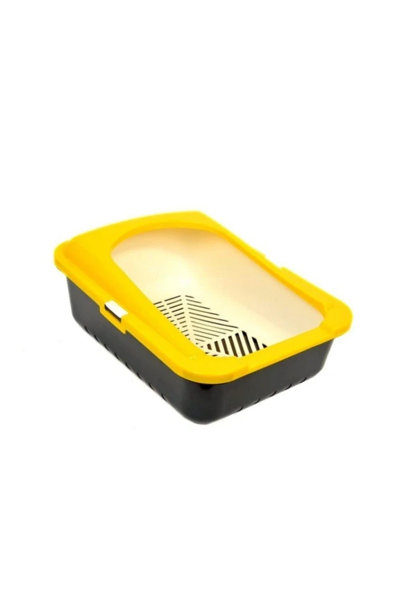 Çiftsan Elekli lüks kedi tuvalet kabı Sarı renk 38x50x17 cm ürün görseli 1