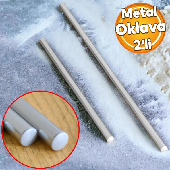 Alüminyum Metal Oklava 2li Set 74-49 cm Börek Hamur Yufka Açma Silindir Yuvarlak Uzun Kısa Mutfak ürün görseli 1