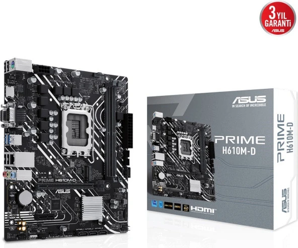 ASUS PRIME H610M-D Intel H610 5600 DDR5 LGA1700 mATX ANAKART (PRIME H610M-D) ürün görseli 1
