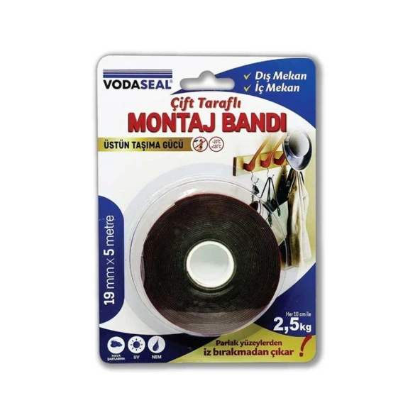 Vodaseal Gri Çift Taraflı Montaj Bandı 19mmx5mt ürün görseli 1