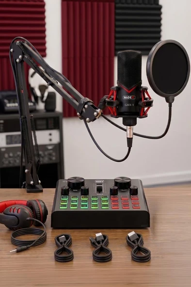 Midex GMX-1 Record Head Set Condenser Mikrofon Kulaklık Ses Kartı Canlı Yayın Paketi (Telefon ve PC) ürün görseli 1