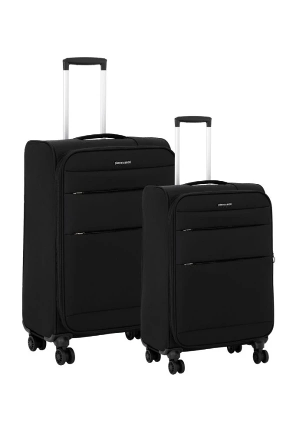 Pierre Cardin Ultra Light Hafif Lüx Kumaş 2'li Valiz Seti Orta Boy - Kabin Boy Siyah PC4200 ürün görseli 1