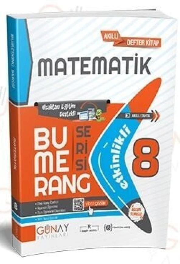 Günay Yayınları 8. Sınıf Etkinlikli Matematik Bumerang Serisi Akıllı Defter ürün görseli 1