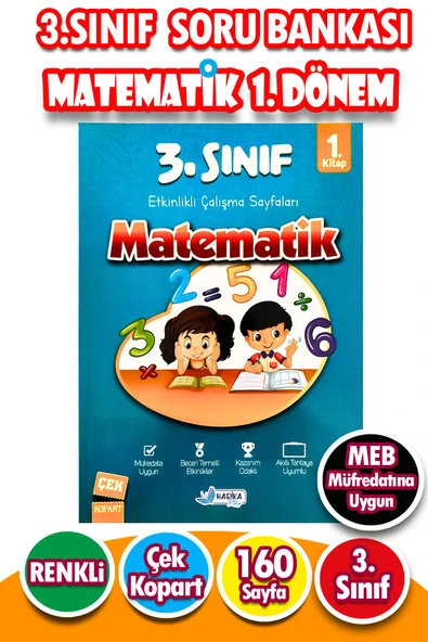 3.Sınıf Matematik 1.Dönem - Etkinlikli Çalışma ve Soru Bankası Kitabı ürün görseli 1