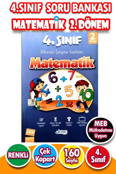 4.Sınıf Matematik 2.Dönem - Etkinlikli Çalışma ve Soru Bankası Kitabı ürün görseli 1