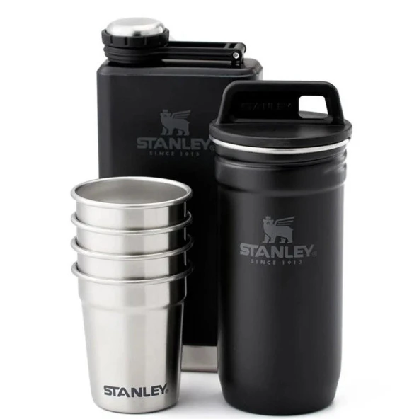 Stanley Adventure Çelik Shot Bardak ve Matara Seti - Matte Black Pebble ürün görseli 1