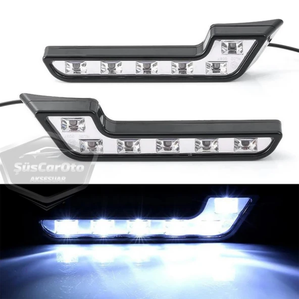 Üniversal 6 Led Mercedes Tip Gündüz Ledi Araba Gündüz Farı Araç Oto DRL Led Lamba Güçlü Işık 12V Su Geçirmez Beyaz 2 Adet ürün görseli 1