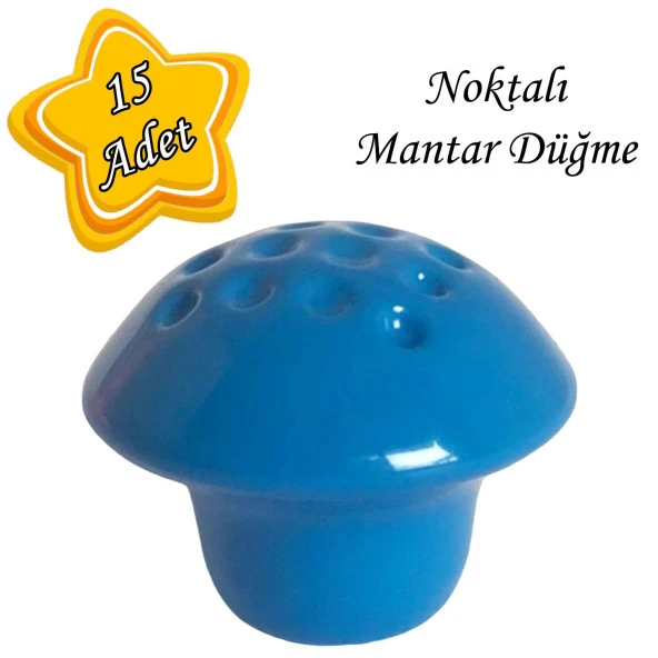 15 Adet Mavi Noktalı Mantar Düğme Kulp Çocuk Bebek Mobilya Çekmece Dolap Kapak Kulbu Metal Kulp Aksesuarları Vidalı ürün görseli 1