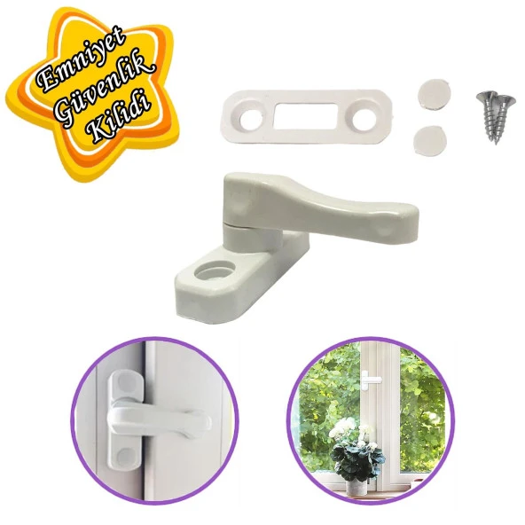 Güvenlik Kilidi Bebek Çocuk Pvc Kapı Pencere Emniyet Kilidi Mandalı Cam Hırsız Kilidi Beyaz ürün görseli 1