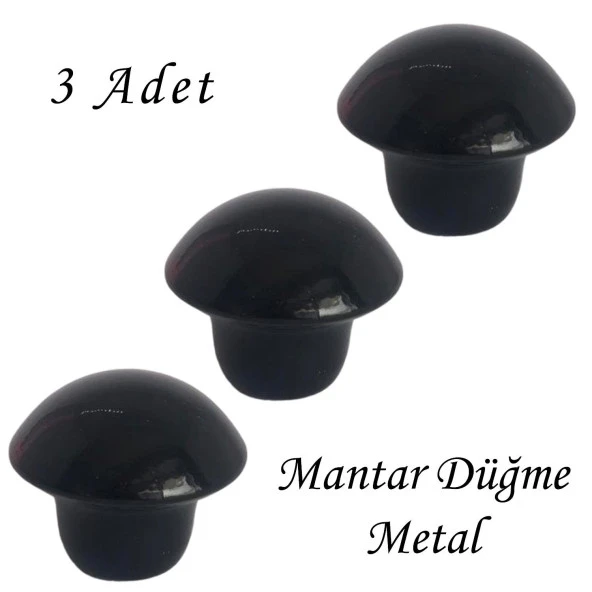 3 Adet Siyah Mantar Düğme Kulp Mobilya Çekmece Dolap Kapak Kulbu Metal Kulp Aksesuarları Vidalı ürün görseli 1