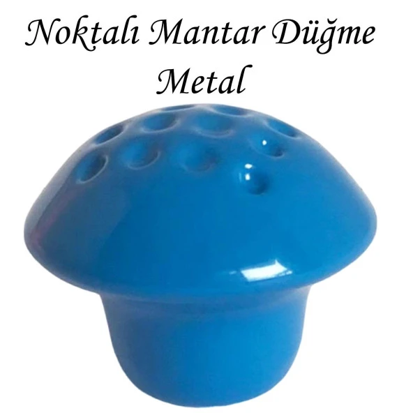 Mavi Noktalı Mantar Düğme Kulp Çocuk Bebek Mobilya Çekmece Dolap Kapak Kulbu Metal Kulp Aksesuarları Vidalı ürün görseli 1