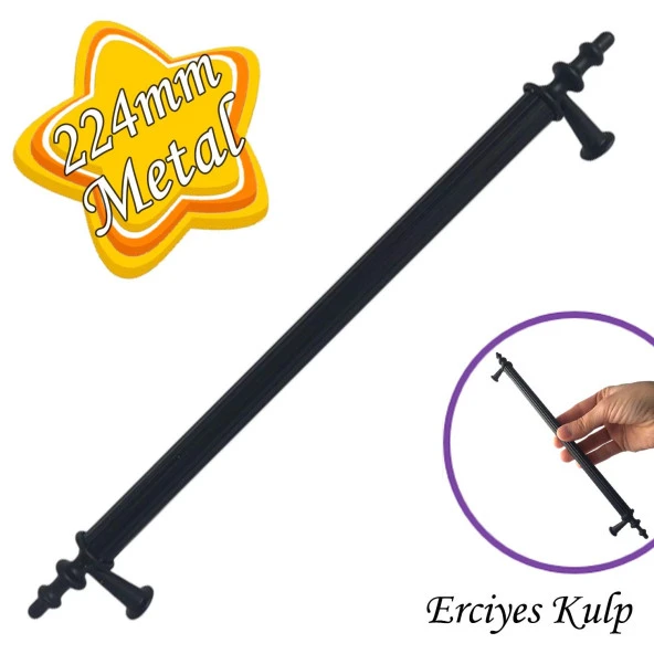 Erciyes kulp Siyah 224 mm Kulp Mobilya Mutfak Dolabı Çekmece Dolap Kapak Kulpu Kulbu Metal Kulpları ürün görseli 1