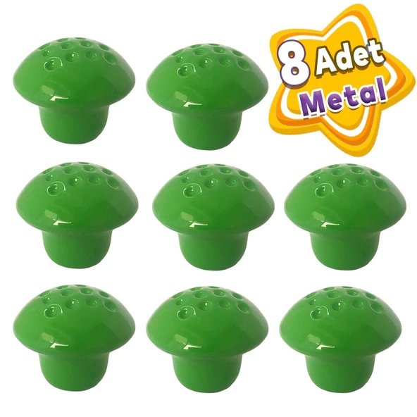 8 Adet Yeşil Noktalı Mantar Düğme Kulp Çocuk Bebek Mobilya Çekmece Dolap Kapak Kulbu Metal Kulp Aksesuarları Vidalı ürün görseli 1