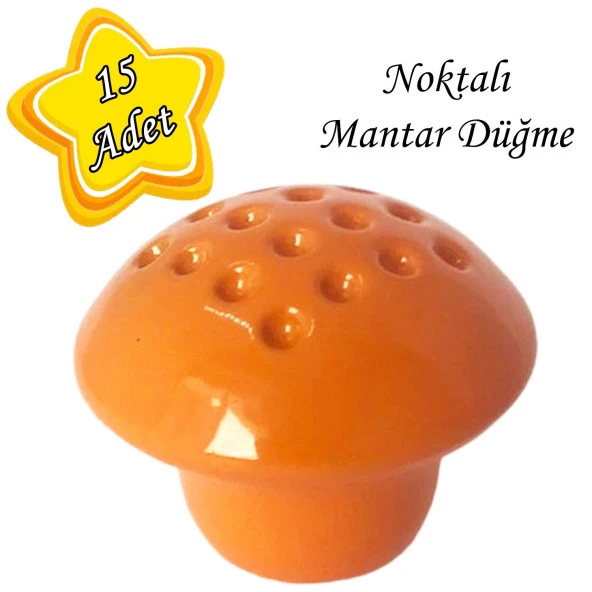15 Adet Turuncu Noktalı Mantar Düğme Kulp Çocuk Bebek Mobilya Çekmece Dolap Kapak Kulbu Metal Kulp Aksesuarları Vidalı ürün görseli 1
