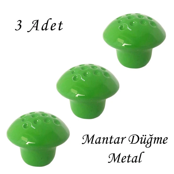 3 Adet Yeşil Noktalı Mantar Düğme Kulp Çocuk Bebek Mobilya Çekmece Dolap Kapak Kulbu Metal Kulp Aksesuarları Vidalı ürün görseli 1