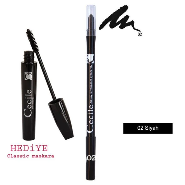 Cecile All Day Performance Sürme Eyeliner 02 Siyah + Mascara Classic ürün görseli 1