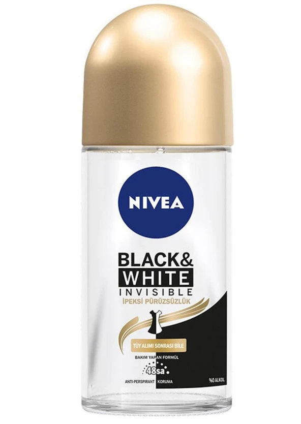 Nivea Roll On Invisible Black White İpeksi Pürüzsüzlük 50 ML ürün görseli 1