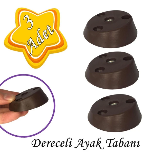 3 Adet Dereceli Ayak Tabanı Kahverengi Mobilya Masa Sehpa Ayağı Bağlantı Aparatı Açılı  Plastik ürün görseli 1