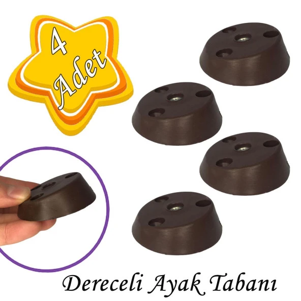 4 Adet Dereceli Ayak Tabanı Kahverengi Mobilya Masa Sehpa Ayağı Bağlantı Aparatı Açılı  Plastik ürün görseli 1