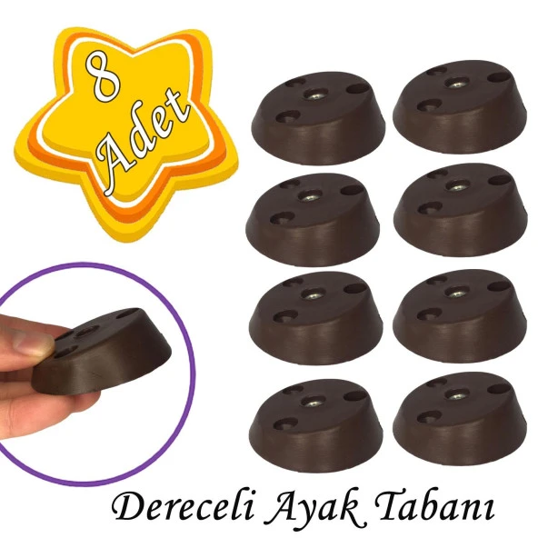 8 Adet Dereceli Ayak Tabanı Kahverengi Mobilya Masa Sehpa Ayağı Bağlantı Aparatı Açılı  Plastik ürün görseli 1