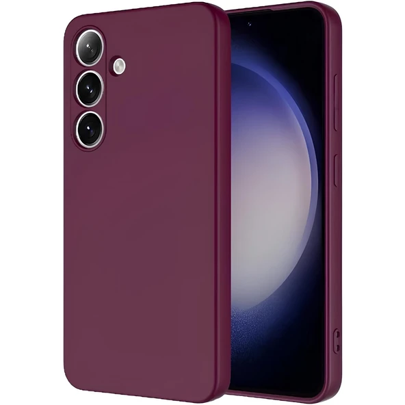Samsung Galaxy S24 Plus İçi Kadife Silikon Kılıf Bordo ürün görseli 1