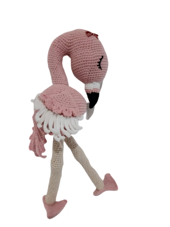 Uykucu Flamingo Amigurumi Organik Oyuncak ürün görseli 1