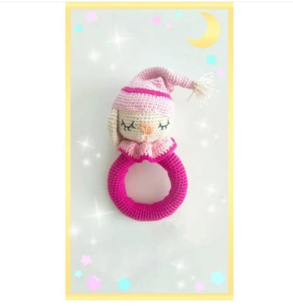 Uykucu Tavşan Çıngırak Amigurumi Organik Oyuncak ürün görseli 1