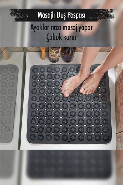 Silikon Masajlı Kare Duş Paspası ürün görseli 1