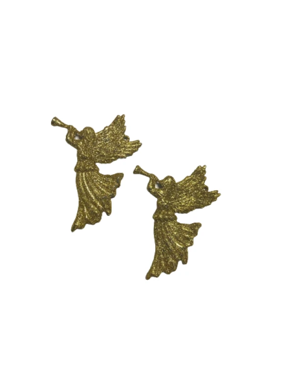 YILBAŞI AĞAÇ SÜSÜ  GOLD SİMLİ MELEK 2Lİ 10 CM ürün görseli 1