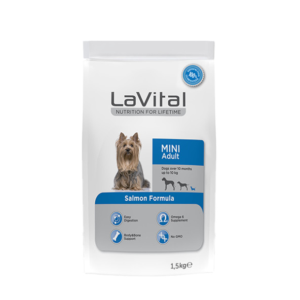 lavital mini adult somon 1,5kg yetişkin ufak ırk köpek maması salmon formula ürün görseli 1