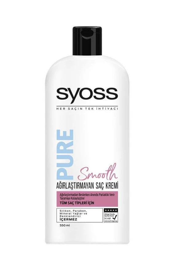 Syoss Saç Kremi 550 Ml Pure Smooth Agırlaştırmayan ürün görseli 1