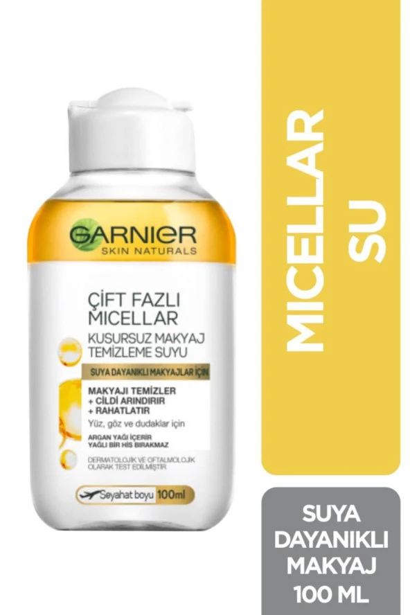 Garnier Çift Fazlı Micellar Suya Dayanıklı Kusursuz Makyaj Temizleme Suyu 100 ml Yüz+Göz+Dudak ürün görseli 1