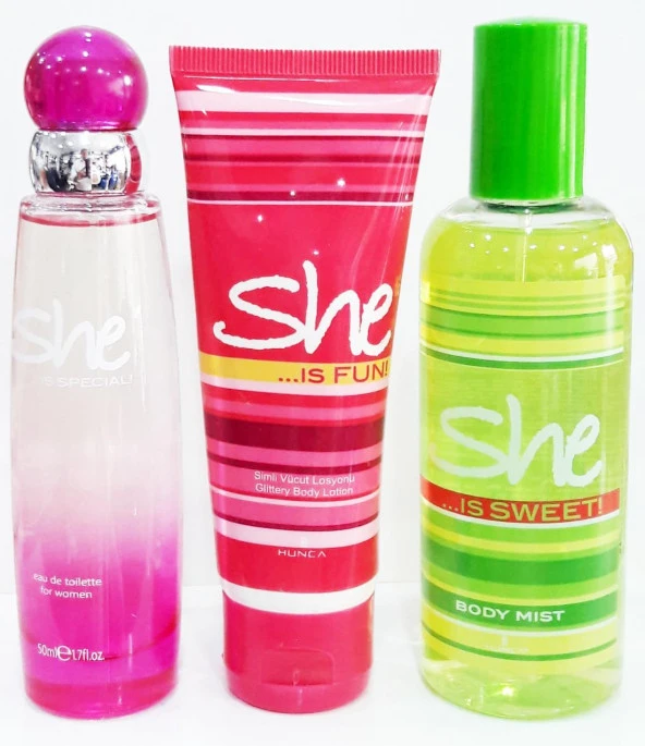 She Special Pembe 50 ml Edt + Vücut Spreyi 150 ml Body Mist+75 ml Losyon ürün görseli 1